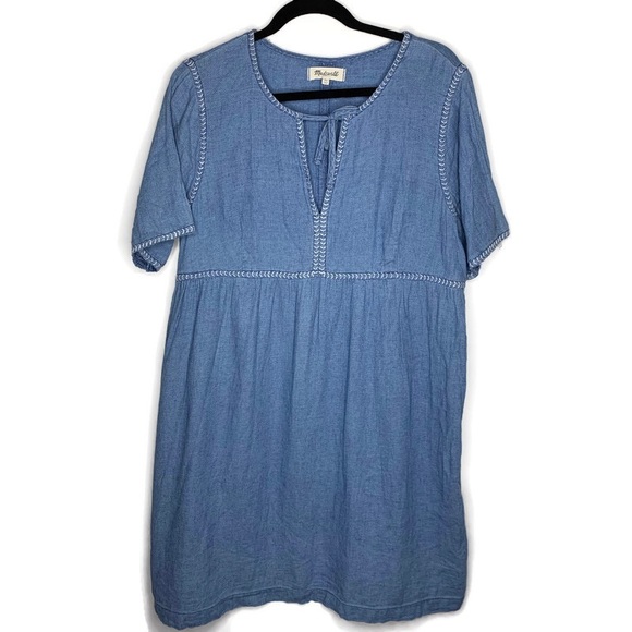 Madewell Dresses & Skirts - Madewell Womens Linen Indigo Peasant Dress Size XL